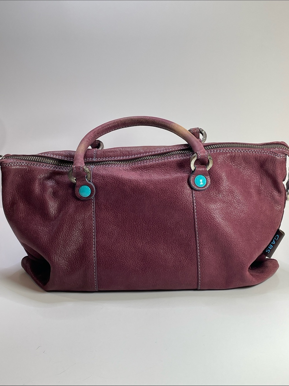Gabs Firenze Rustic Maroon Leather Tote Bag with Turquoise Accents